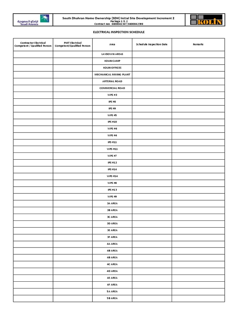 Electrical Inspection Schedule Overview | PDF
