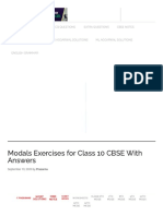 Modals Exercises For Class 10 CBSE With Answers