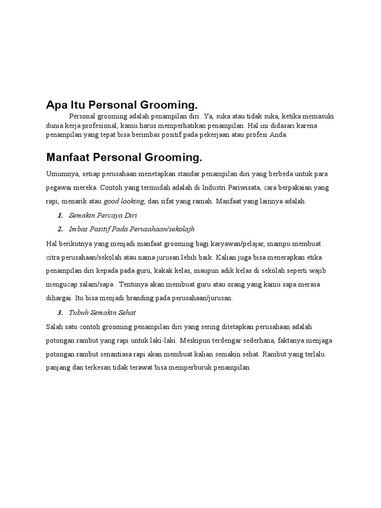 Personal Grooming PDF