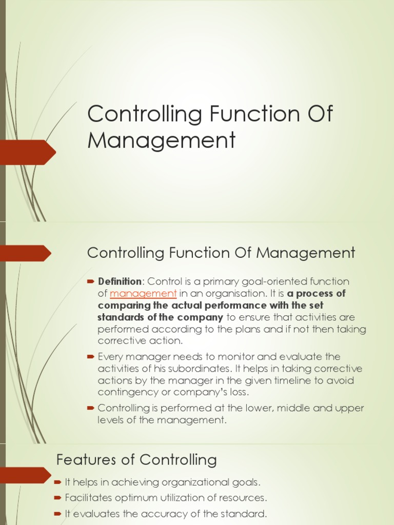 Controlling Function of Management | PDF | Goal | System