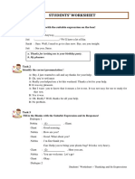 Students' Worksheet Thanking and Its Response