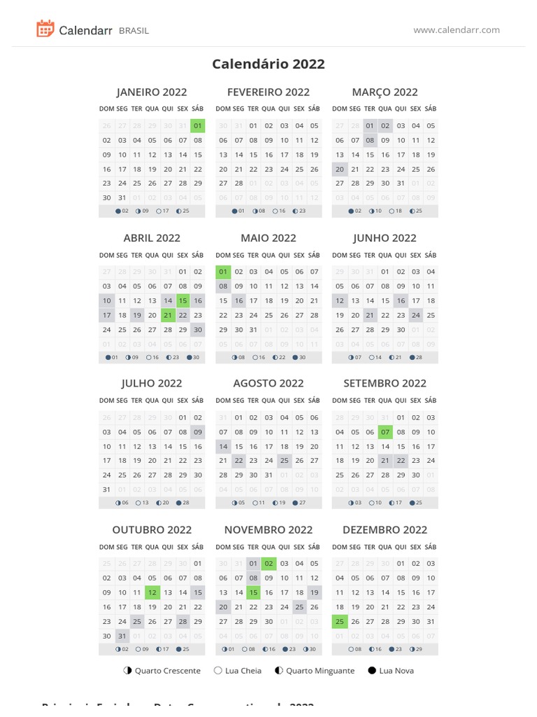 Calendário 2022 BRASIL | PDF | Comemorações