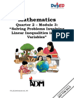 Mathematics: Quarter 2 - Module 3: "Solving Problems Involving Linear Inequalities in Two Variables"