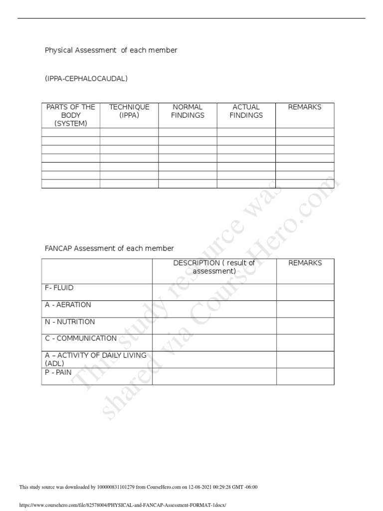 IPPA and FANCAP Assessment Overview | PDF | Therapy | Rehabilitation ...
