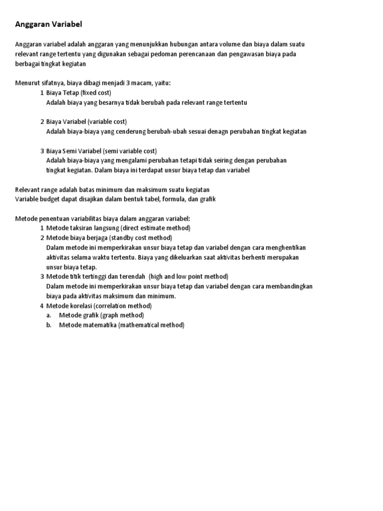 Anggaran Variabel dan Biaya Produksi | PDF