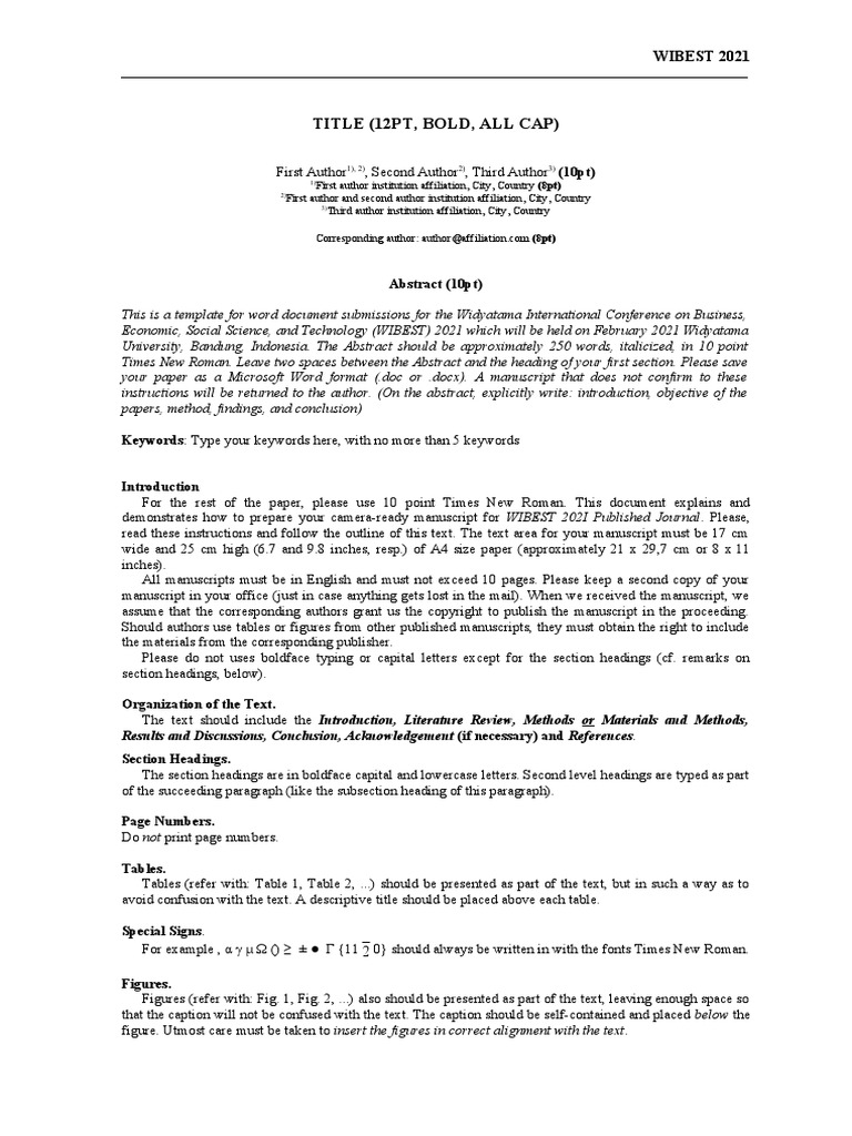 Template Wibest 01 Rev 2 | PDF | Paragraph | Manuscript