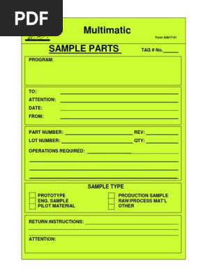 Sample Parts Form