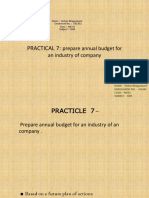 Practical 7:: Prepare Annual Budget For An Industry of Company