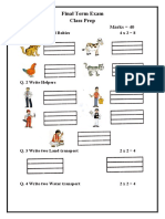 Final Term Exam Class Prep: Paper EVS Marks 40