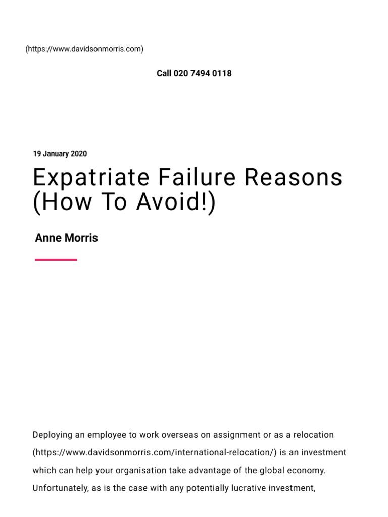 Expatriate Failure: Key Causes and Solutions | PDF | Employment ...