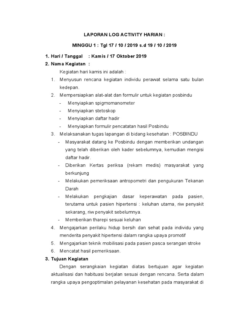 Aktivitas Harian Kesehatan Posbindu 2019 | PDF | Pengembangan Diri ...