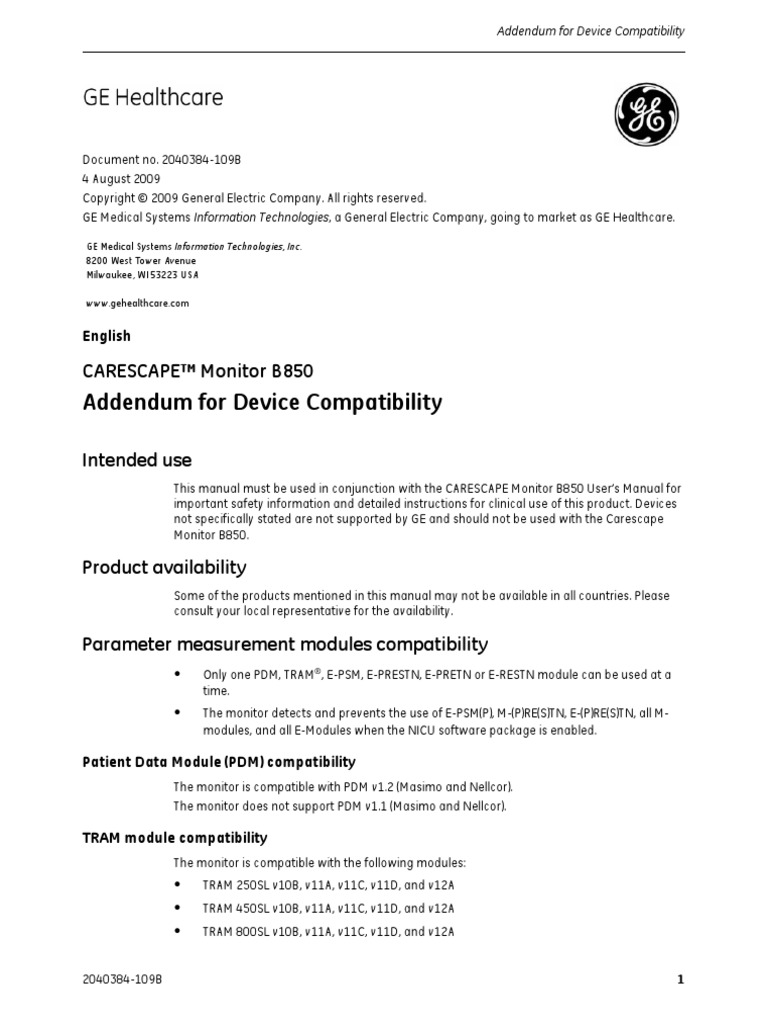 2040384-109B - Addendum Device Compatiibility | PDF | Computer ...