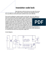 One Transistor Code Lock: Circuit Diagram