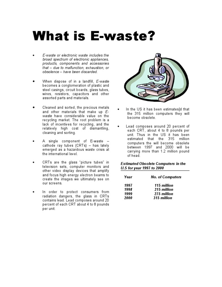 E Waste | PDF | Electronic Waste | Cathode Ray Tube