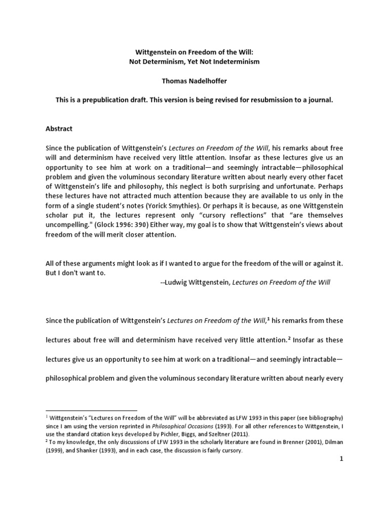 Wittgenstein on Free Will and Determinism | PDF | Free Will | Determinism