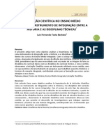 A Iniciação Científica No Ensino Médio Integrado: Instrumento de Integração Entre A História e As Disciplinas Técnicas