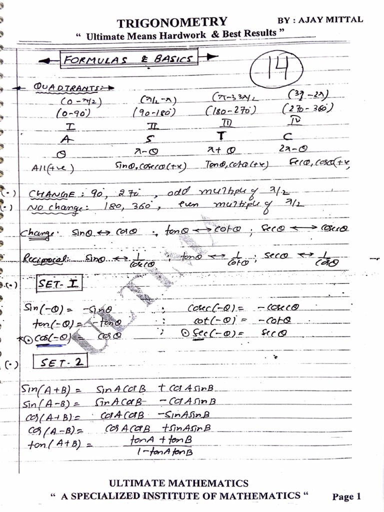 Maths Ultimate Trigonometry-1 | PDF | Mathematics | Science