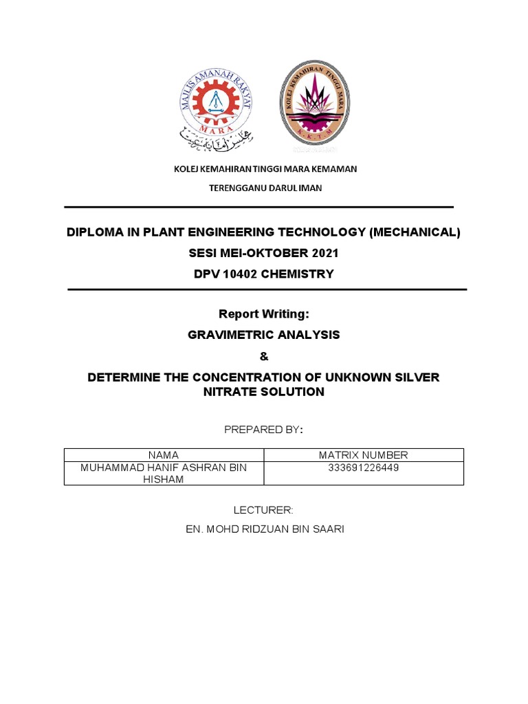 Lab Report 1 Hanif Ashran DLM 1a | PDF | Chemistry | Science