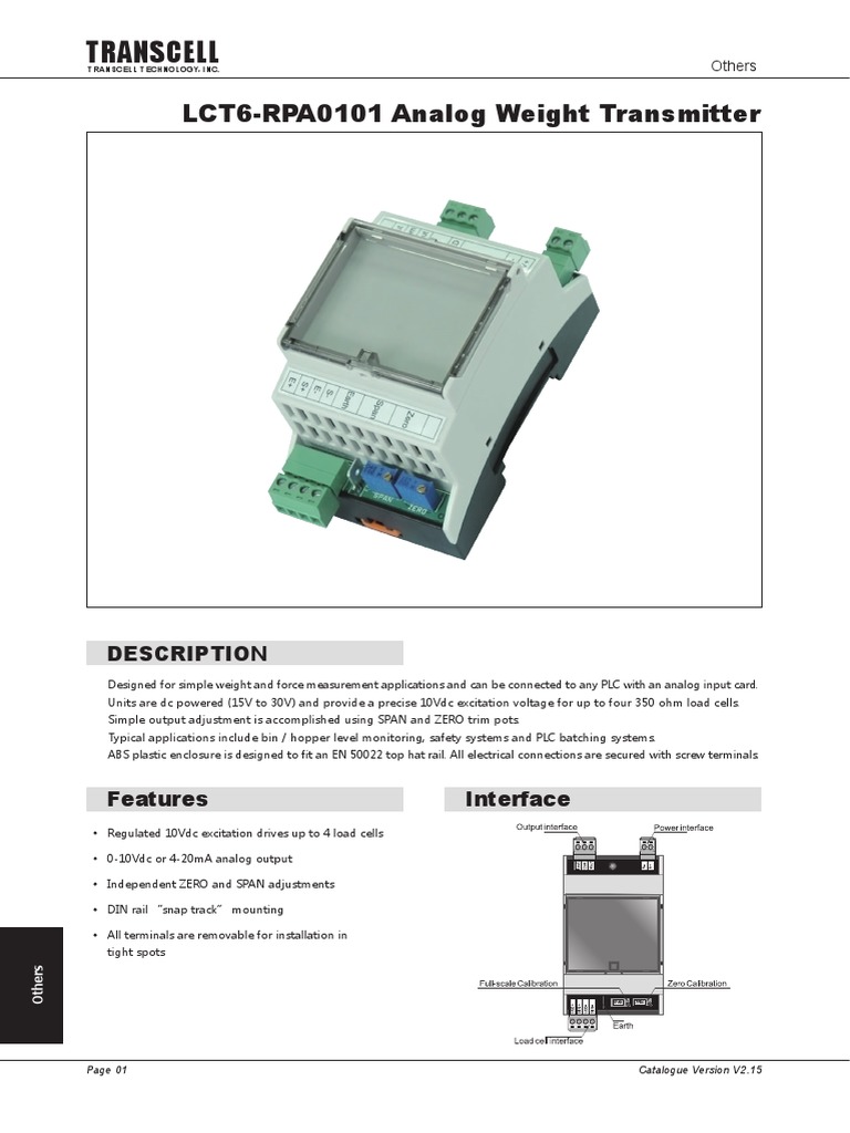 Transcell: LCT6-RPA0101 Analog Weight Transmitter | PDF ...
