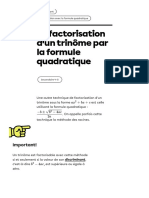 La Factorisation D'un Trinôme Par La Formule Quadratique - Secondaire - Alloprof