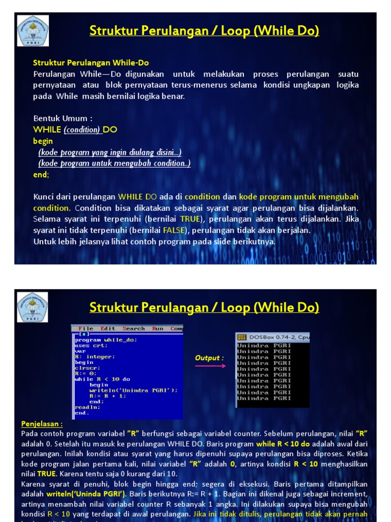 SESI 12 - Struktur Perulangan (While Do) | PDF