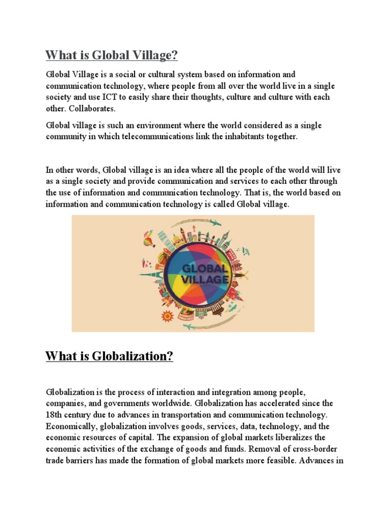 Understanding the Global Village Concept | PDF | Globalization ...