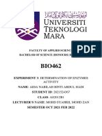 Experiment 3: Determination of Enzymes: Faculty of Applied Science Bachelor of Science (Honours) Biology