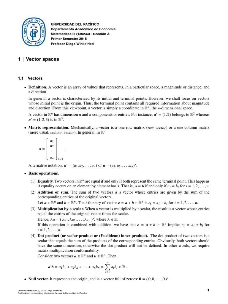 Vector Space Notes from UP Mathematics Class | PDF | Basis (Linear ...
