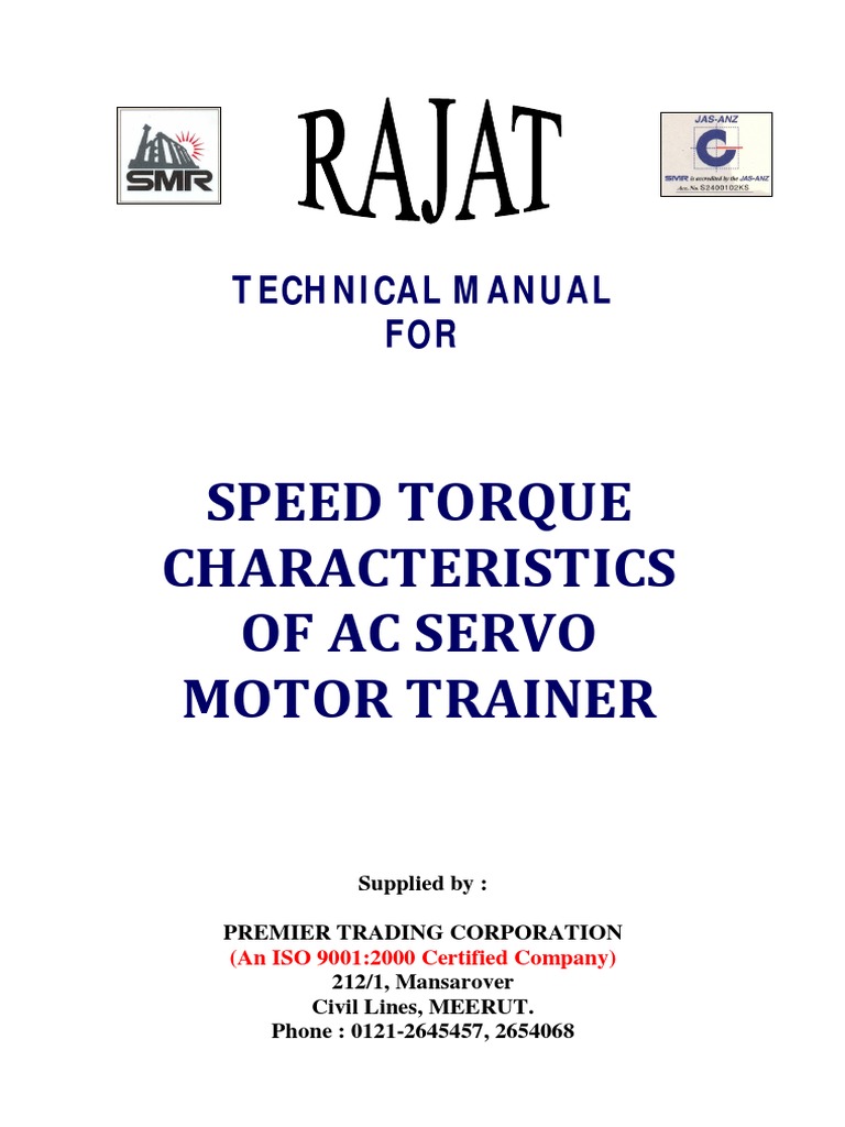 Ac Servo Speed Torque Characteristics Measurement Unit PREMIER PDF