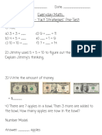 Everyday Math: Unit 2 - "Fact Strategies" Pre-Test