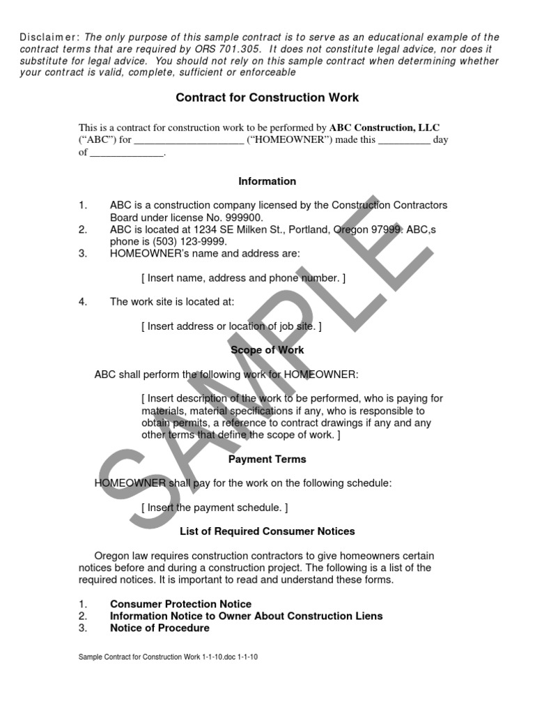 Sample Contract For Construction Work | PDF | Arbitration | Mediation
