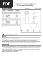 Instruction Sheet Is-Ca8604 Style Number: Ca8604Bn: Package Contents