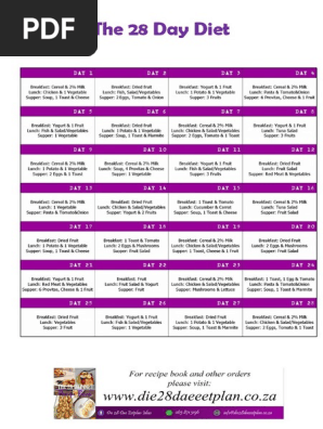 The 28 Day Diet | Pdf | Meal | Salad