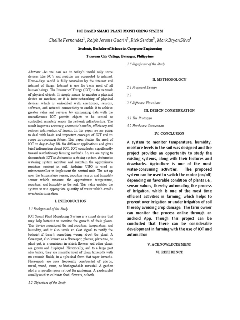 IoT Smart Plant Monitoring System | PDF | Internet Of Things | Computer ...