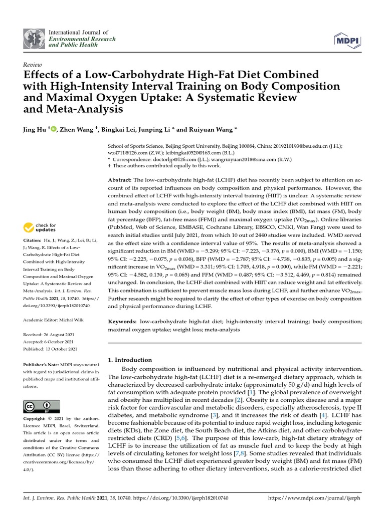Effects of A Low-Carbohydrate High-Fat Diet Combin | PDF | Low ...