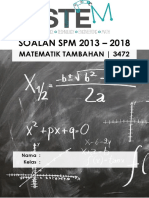 SOALAN SPM 2013 - 2018: Matematik Tambahan - 3472
