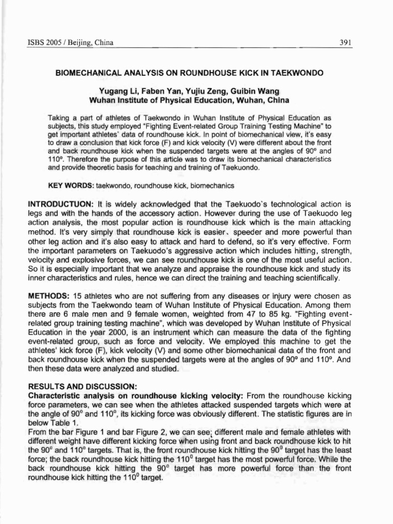 Bio Mechanical Analysis On Roundhouse Kick in Taekwondo PDF
