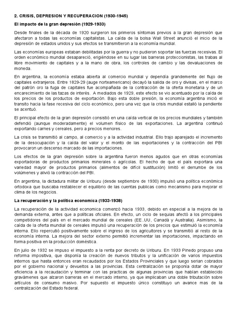 Crisis y Recuperación Económica en Argentina | PDF | Gran depresion ...