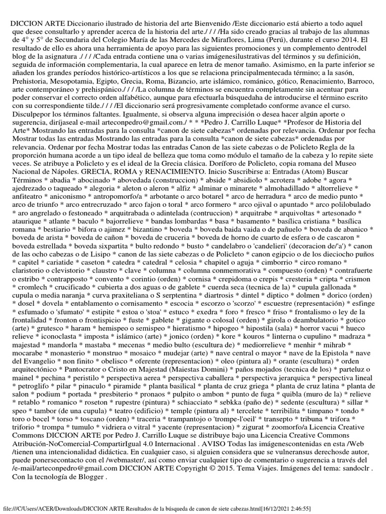 DICCION ARTE Resultados de La Búsqueda de Canon de Siete Cabezas | PDF ...