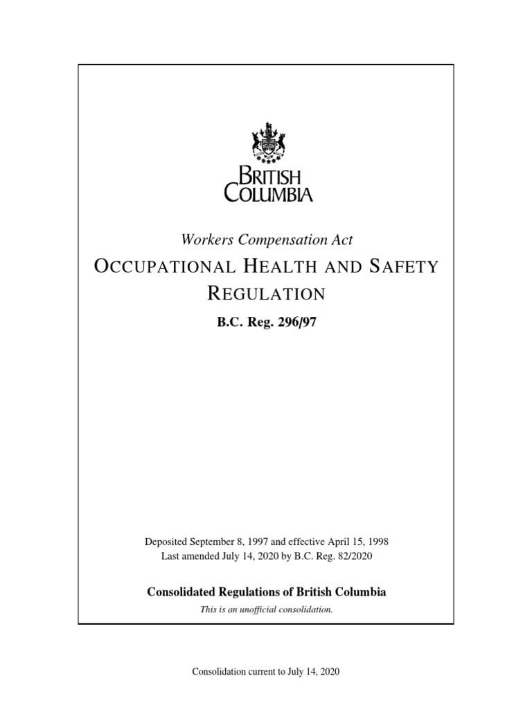 Ohsc BC | PDF | Occupational Safety And Health | Personal Protective ...