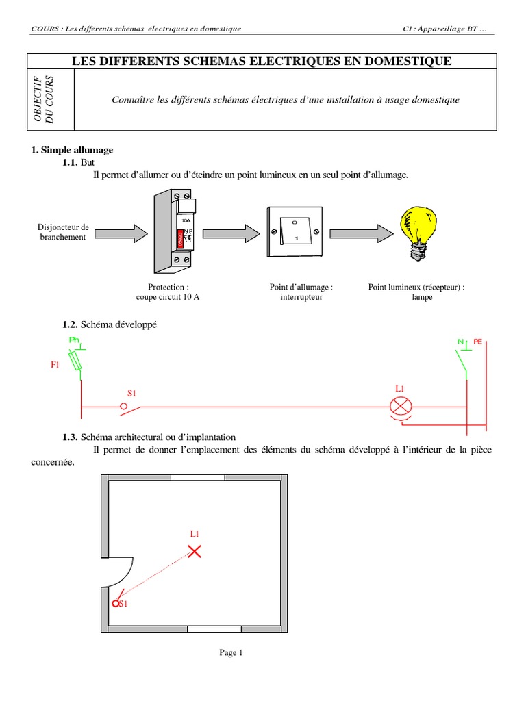 Schéma Unifilaire Va Et Vient Schemas Electriques en Domestique Gratuit | PDF | Interrupteur | Génie du  bâtiment