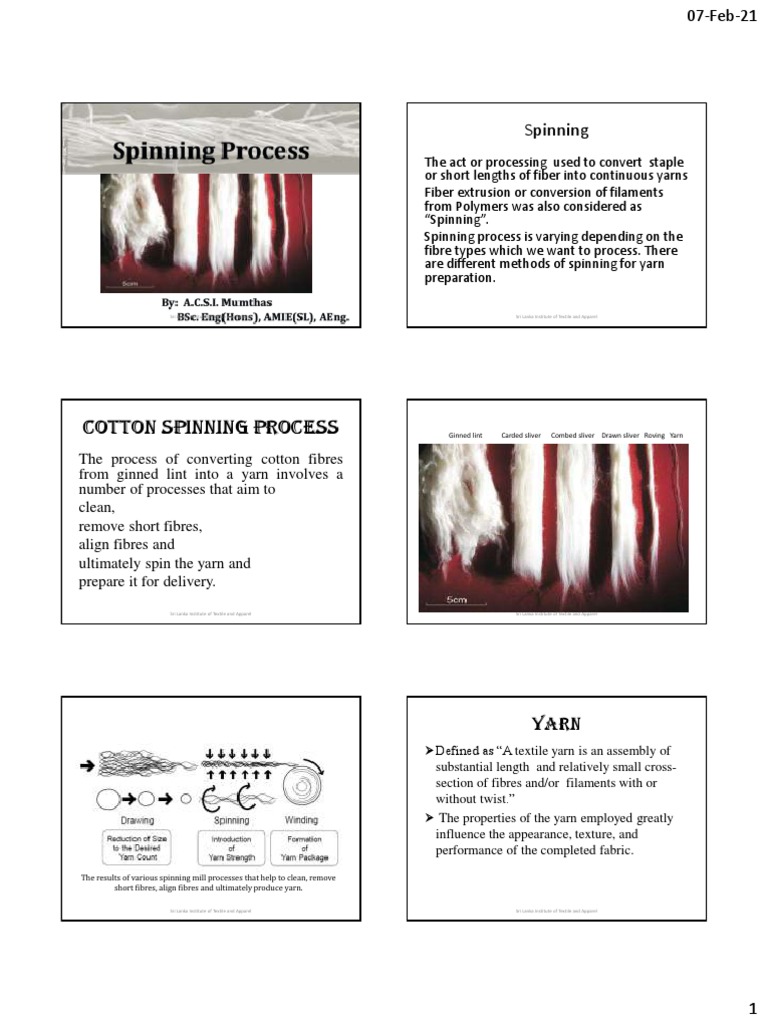 Spinning Process | PDF | Yarn | Spinning (Textiles)