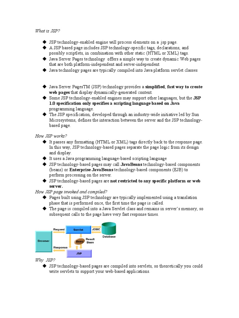 JSP Technology Overview & Features | PDF | Java Server Pages | Java Servlet