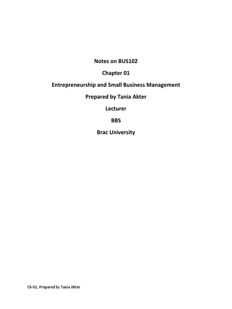 Lectures Notes On CH 01 | PDF | Partnership | Entrepreneurship