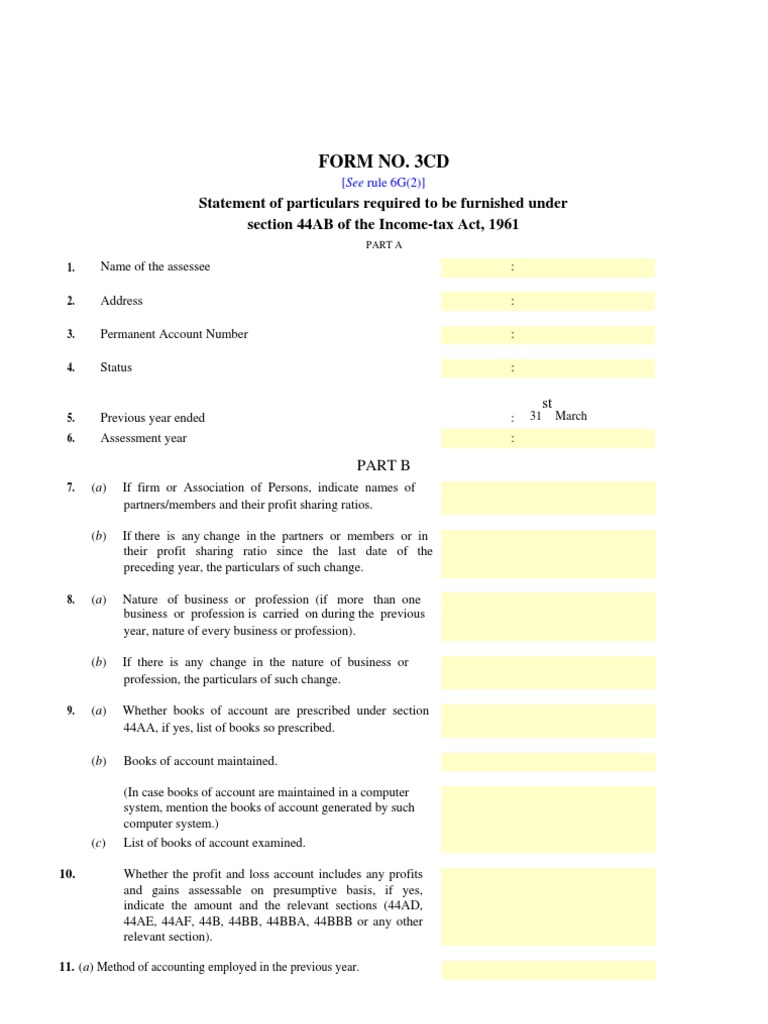 Form No. 3Cd: Statement of Particulars Required To Be Furnished Under ...