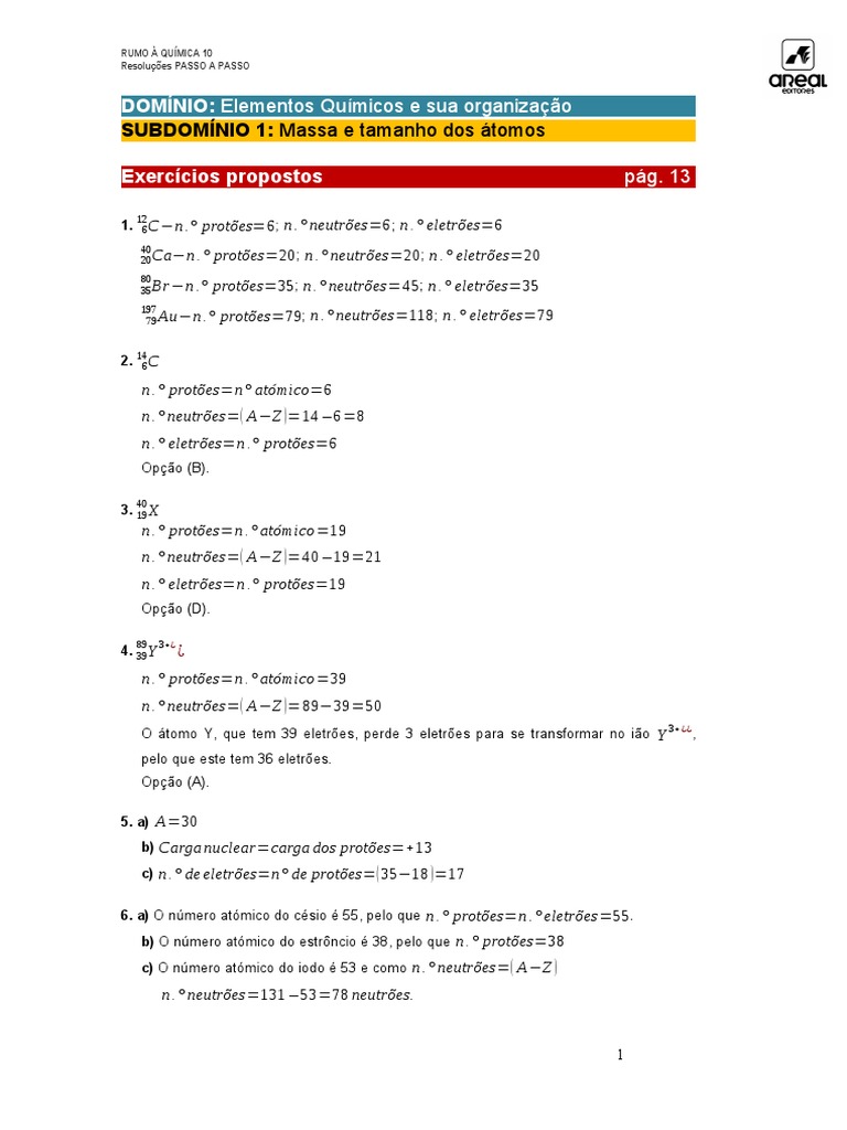 Resoluções de Química: Exercícios e Teoria | PDF | Átomos | Núcleo atômico
