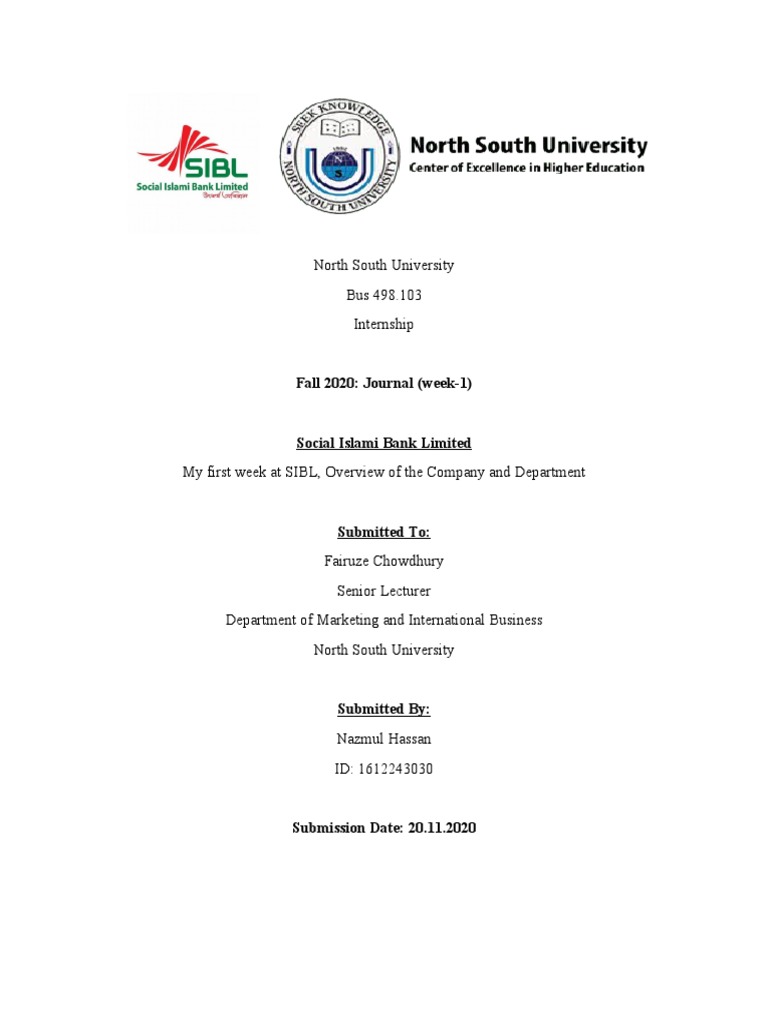 Internship Journal: Week 1 at SIBL | PDF | Banks | Economies