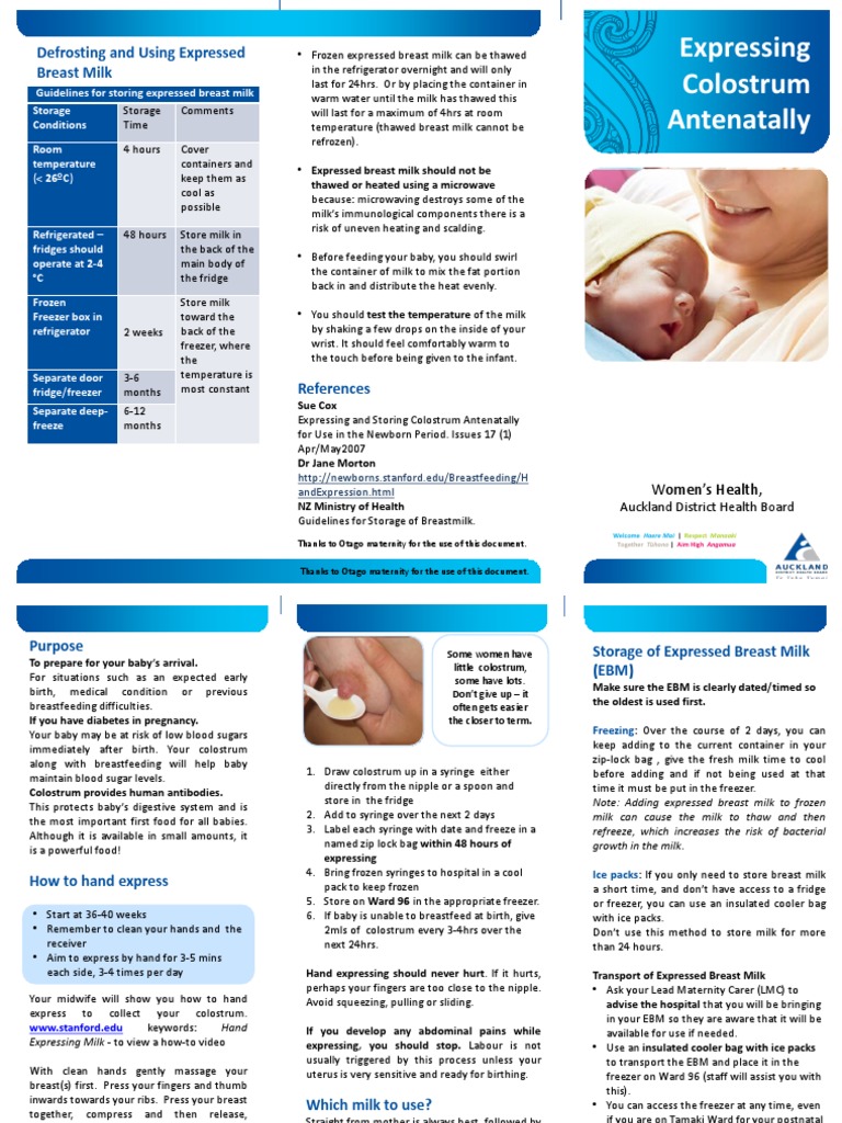 Expressing Colostrum Antenatally Defrosting and Using Expressed Breast