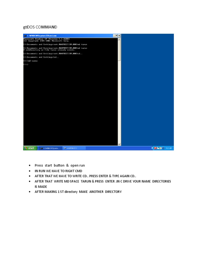 Gtdos Command: Press Start Button & Open Run | PDF