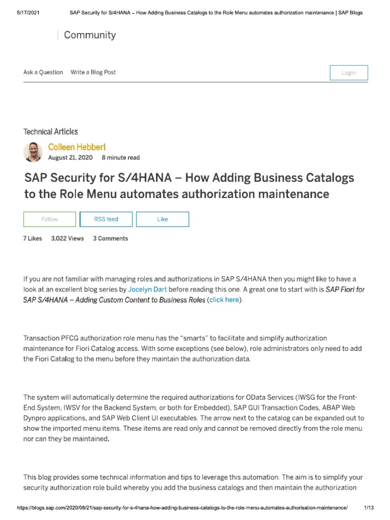 Sap Security For S 4hana Adding Business Catalogs To Role Menu For